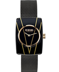 Versus by Versace Noho Roloi Batarias me Mavro Metalliko Brasele VSP1K0421