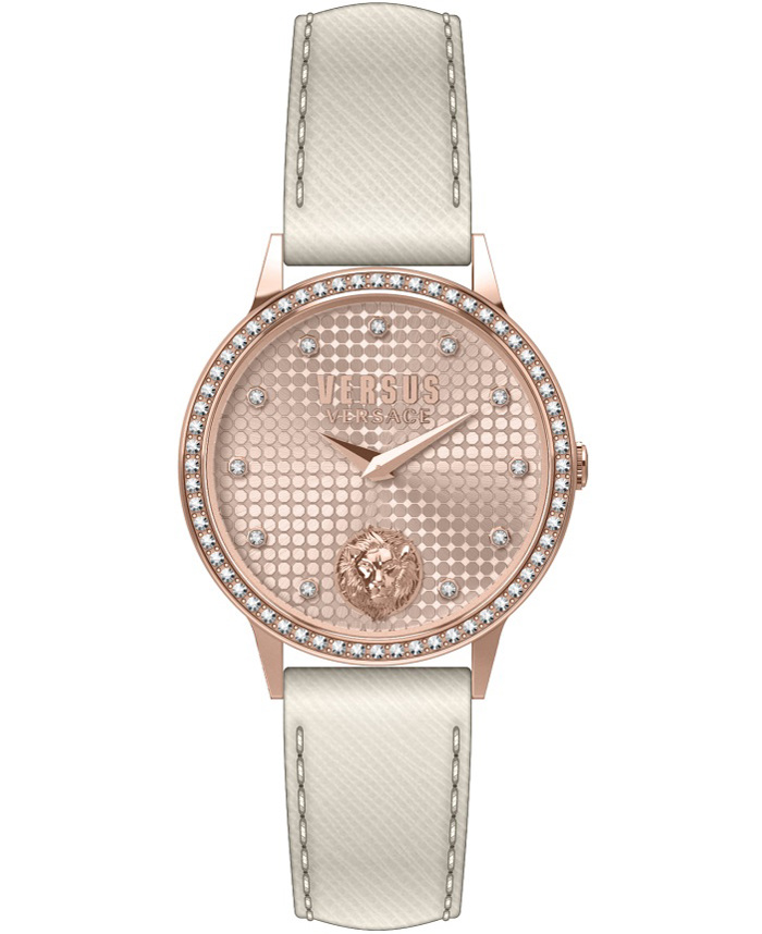 Versus by Versace Strandbank Crystals Roloi Batarias me Lefko Dermatino Louraki VSP572421