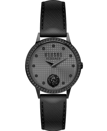Versus by Versace Strandbank Crystals Ρολόι Μπαταρίας με Μαύρο Δερμάτινο Λουράκι VSP572521