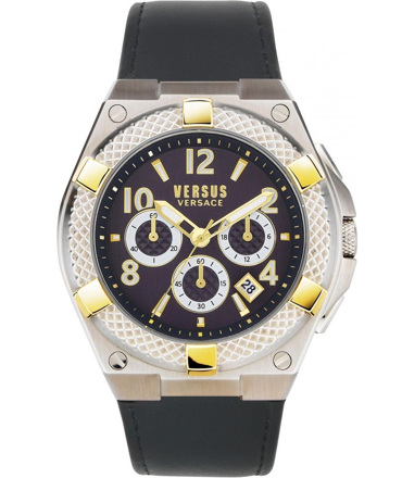 Versus by Versace Esteve Ρολόι Χρονογράφος Μπαταρίας με Μαύρο Δερμάτινο Λουράκι VSPEW0219