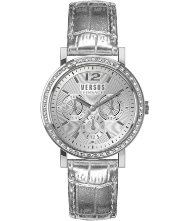 Versus by Versace Manhasset Ρολόι Μπαταρίας με Ασημί Δερμάτινο Λουράκι VSPOR2019