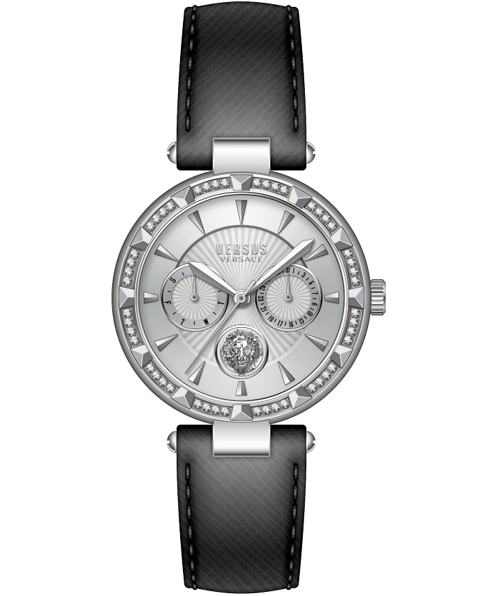 Versus by Versace Sertie N Crystal Roloi Batarias me Mavro Dermatino Louraki VSPOS3221