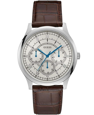 Guess Conrad Ρολόι Μπαταρίας με Καφέ Δερμάτινο Λουράκι W1181G1