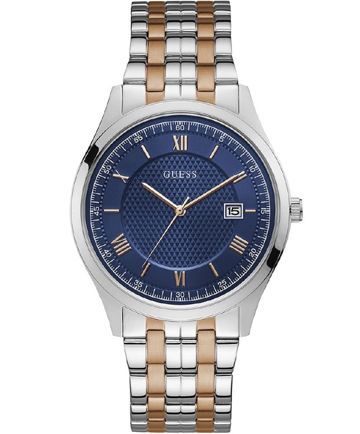 Guess Element Roloi Batarias me Roz Xruso / Asimi Metalliko Brasele W1218G5