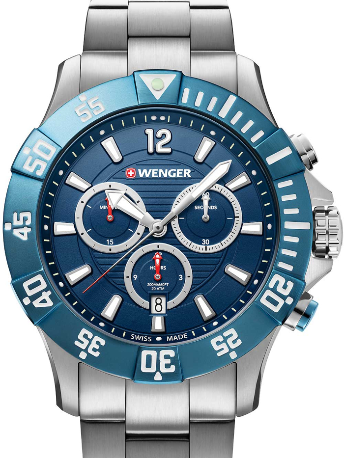 Wenger Seaforce Diver Roloi Xronogafos Batarias me Asimi Metalliko Brasele 10643119