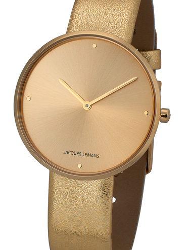 Jacques Lemans Design Collection Ρολόι Μπαταρίας με Χρυσό Δερμάτινο Λουράκι 1-2056H