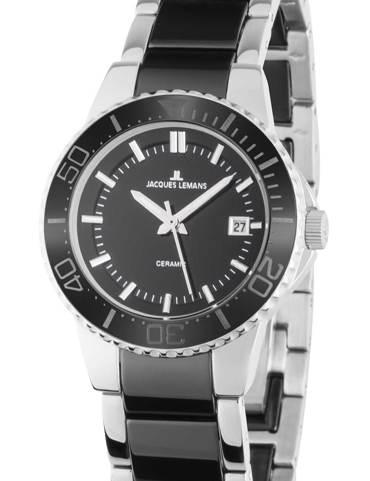Jacques Lemans Colmar Ceramic Ρολόι Μπαταρίας με Μαύρο / Ασημί Κεραμικό Μπρασελέ 1-2165A
