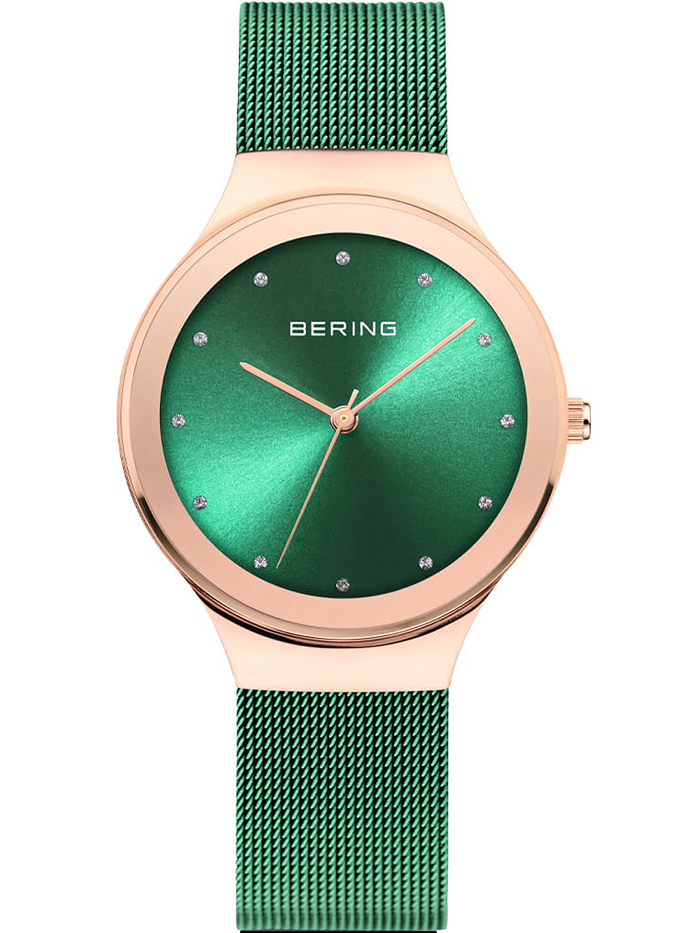 Bering Roloi Batarias me Prasino Metalliko Brasele 12934-868