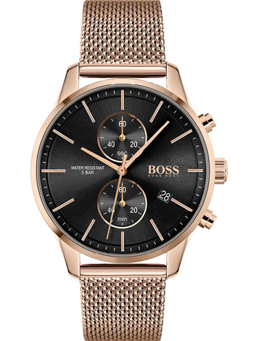 Hugo Boss Associate Ρολόι Χρονογράφος Μπαταρίας με Ροζ Χρυσό Μεταλλικό Μπρασελέ 1513806
