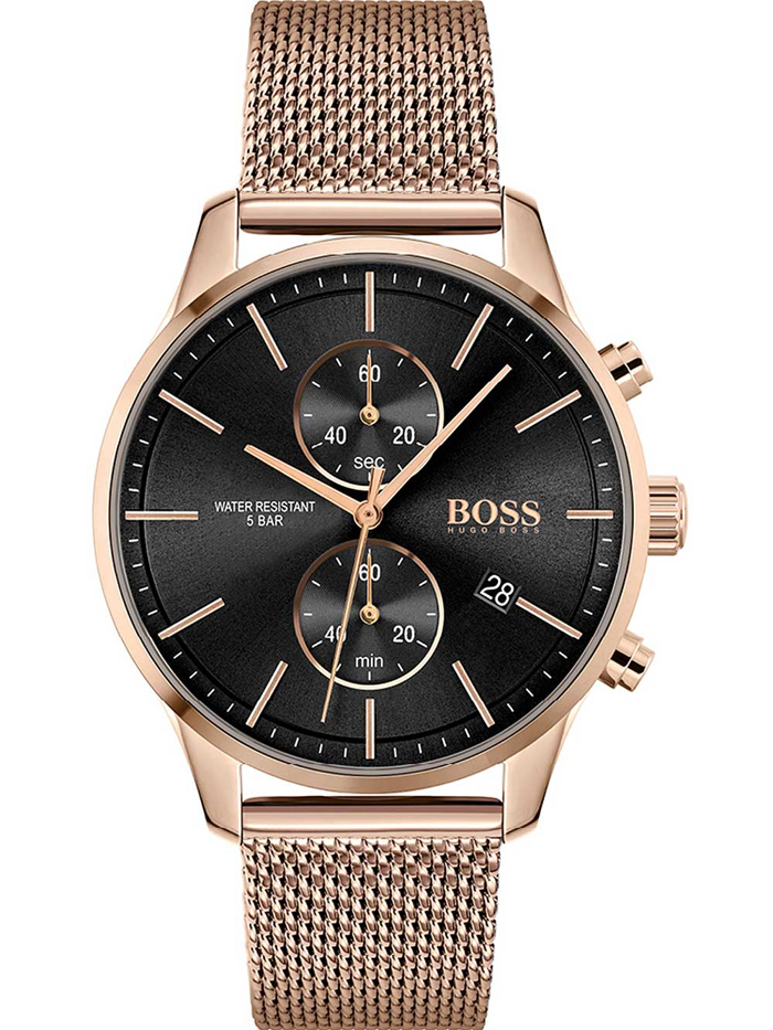 Hugo Boss Associate Roloi Xronogafos Batarias me Roz Xruso Metalliko Brasele 1513806