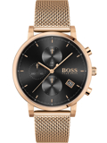 Hugo Boss Integrity Roloi Xronogafos Batarias me Roz Xruso Metalliko Brasele 1513808