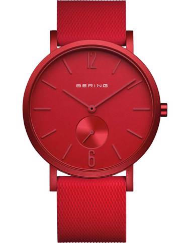 Bering True Aurora Ρολόι Μπαταρίας με Κόκκινο Υφασμάτινο Λουράκι 16940-598