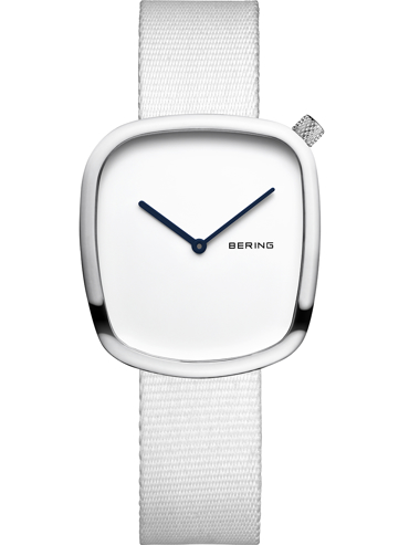 Bering Pebble Ρολόι Μπαταρίας με Λευκό Υφασμάτινο Λουράκι 18034-007