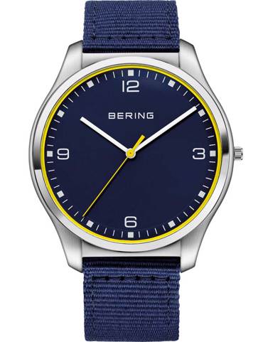 Bering Ocean Ultra Slim #tide Ρολόι Μπαταρίας με Μπλε Υφασμάτινο Λουράκι 18342-507