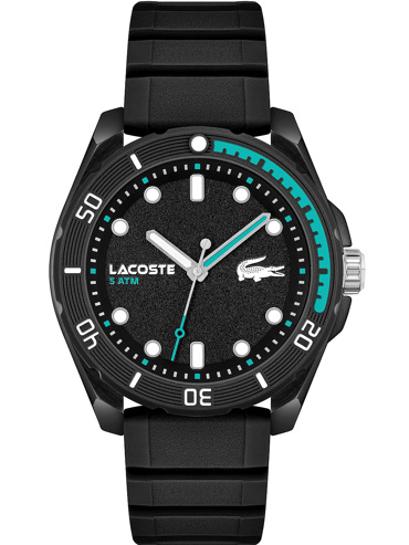 Lacoste Finn Ρολόι Μπαταρίας με Μαύρο Καουτσούκ Λουράκι 2011284