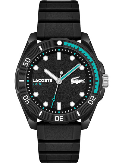 Lacoste Finn Ρολόι Μπαταρίας με Μαύρο Καουτσούκ Λουράκι 2011284