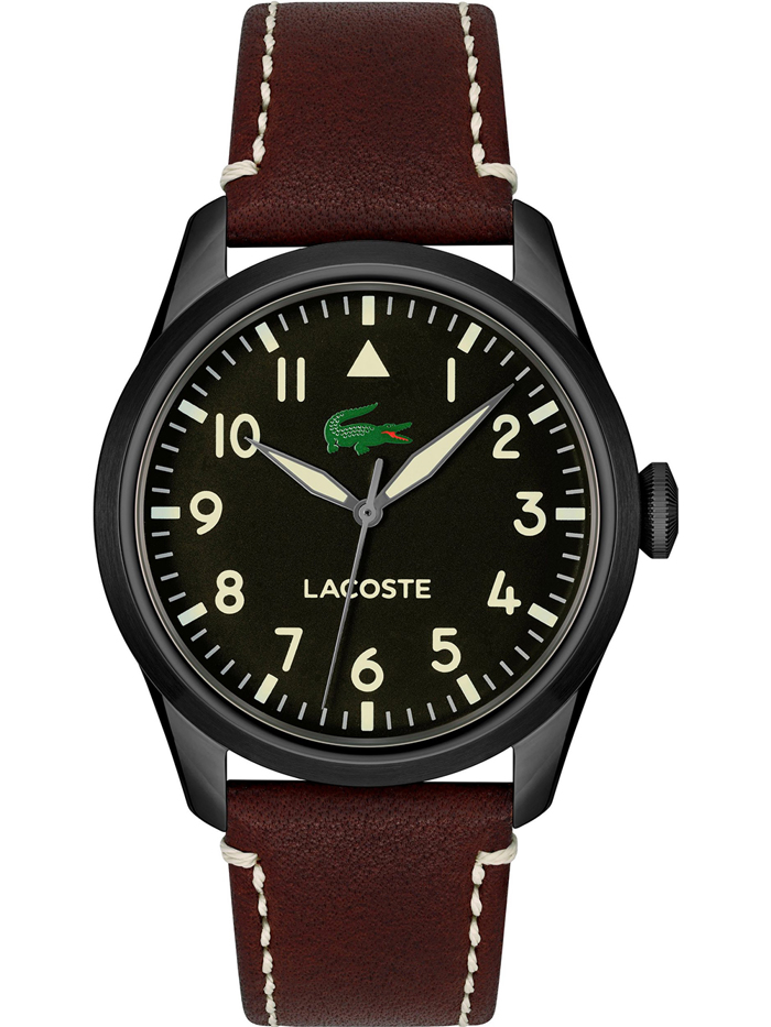 Lacoste Adventurer Roloi Batarias me Kafe Dermatino Louraki 2011299