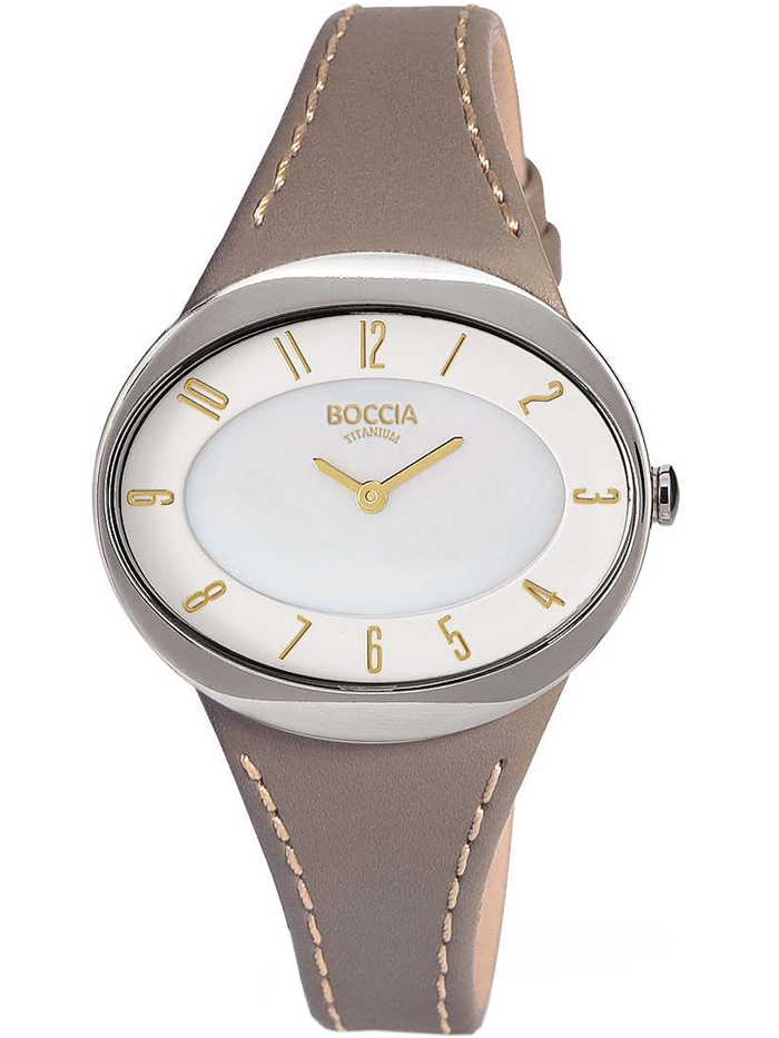 Boccia Titanium Roloi Batarias me Kafe Dermatino Louraki 3165-17