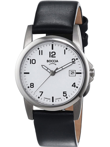 Boccia Ρολόι Μπαταρίας με Μαύρο Δερμάτινο Λουράκι 3298-01