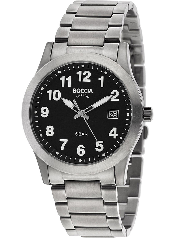 Boccia Titanium Roloi Batarias me Asimi Metalliko Brasele 3619-03