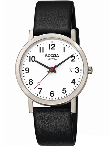 Boccia Titanium Ρολόι Μπαταρίας με Μαύρο Δερμάτινο Λουράκι 3622-03