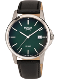 Boccia Titanium Roloi Batarias me Mavro Dermatino Louraki 3633-02