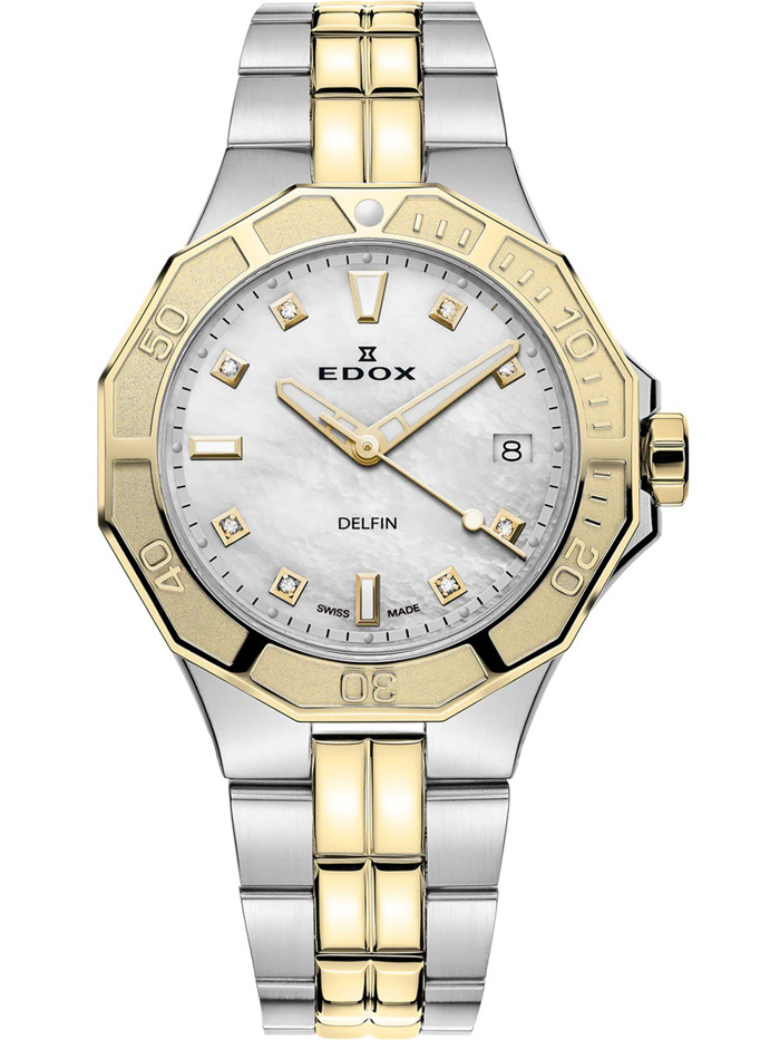 Edox Delfin Diver Roloi Batarias me Xruso / Asimi Metalliko Brasele 53020-357JM-NADD