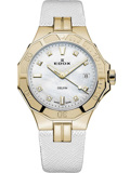 Edox Delfin Diver Roloi Batarias me Lefko Dermatino Louraki 53020-37JC-NADD