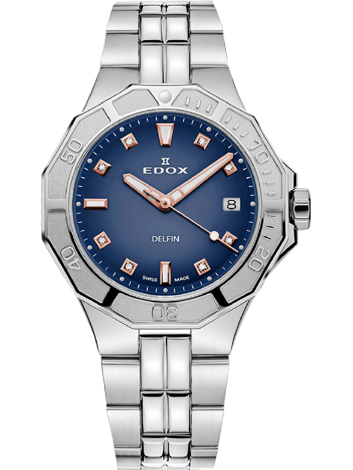 Edox Delfin Diver Roloi Batarias me Asimi Metalliko Brasele 53020-3M-BUDDR