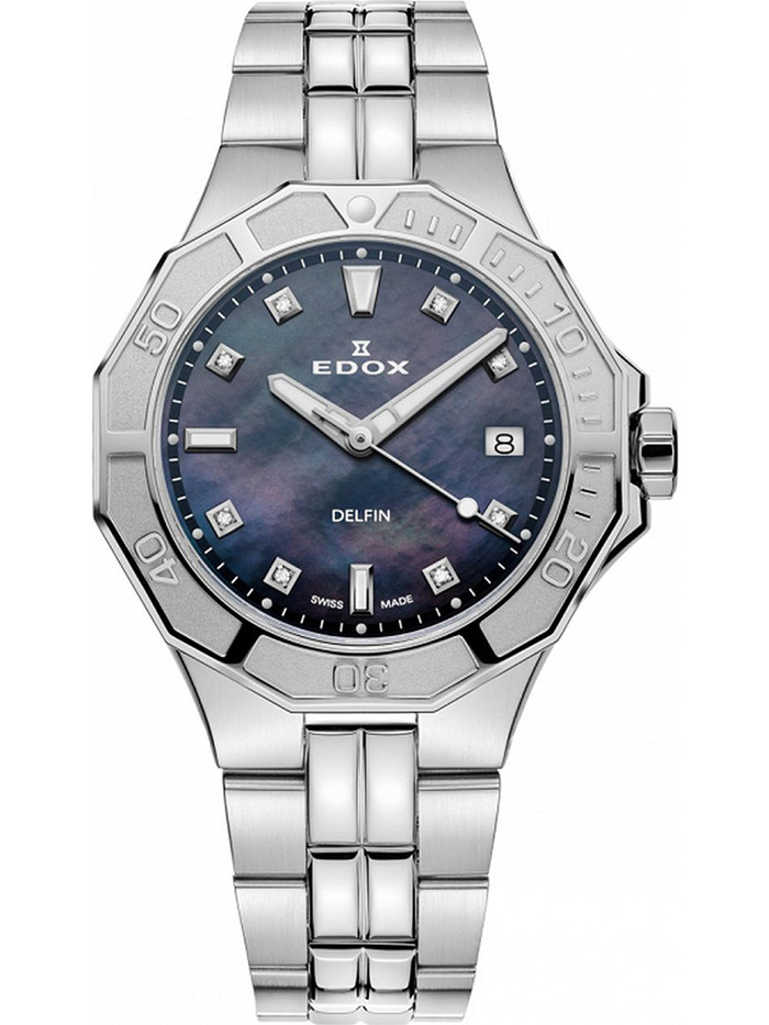 Edox Delfin Diver Roloi Batarias me Asimi Metalliko Brasele 53020-3M-NANND