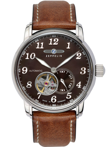 Zeppelin LZ127 Graf Zeppelin Ρολόι Αυτόματο με Καφέ Δερμάτινο Λουράκι 7666-4