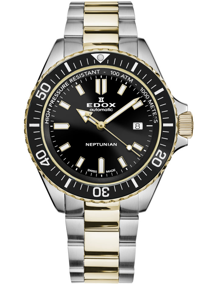 Edox Neptunian Roloi Aftomato me Xruso / Asimi Metalliko Brasele 80120-357JM-NID