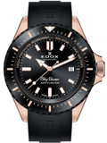 Edox Skydiver Neptunian Roloi Aftomato me Mavro Kaoutsouk Louraki 80120-37RNNCA-NIR