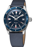 Edox Skydiver Roloi Aftomato me Ble kai Portokali Dermatino Louraki 80131-3BUC-BUICO