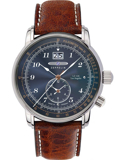 Zeppelin LZ126 Los Angeles Dual Time Roloi Batarias me Kafe Dermatino Louraki 8644-3