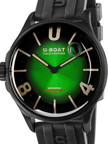 U-Boat Darkmoon Green PVD Soleil Ρολόι Μπαταρίας με Μαύρο Καουτσούκ Λουράκι 9503