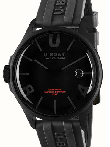 U-Boat Darkmoon Black PVD Ρολόι Μπαταρίας με Μαύρο Καουτσούκ Λουράκι 9544