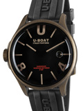 U-Boat Darkmoon Brown Vintage Roloi Batarias me Mavro Kaoutsouk Louraki 9549