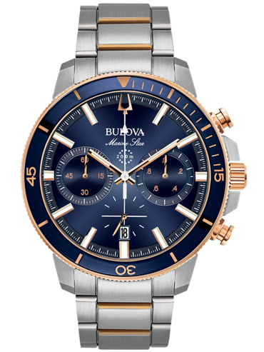 Bulova Marine Star Ρολόι Χρονογράφος Μπαταρίας με Ροζ Χρυσό / Ασημί Μεταλλικό Μπρασελέ 98B301