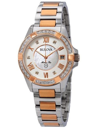 Bulova Marine Star Ρολόι Μπαταρίας με Ροζ Χρυσό / Ασημί Μεταλλικό Μπρασελέ 98R234