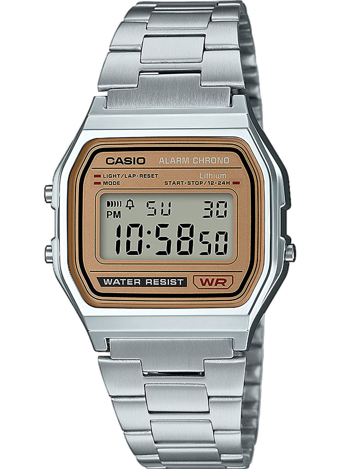 Casio Vintage Roloi Batarias me Asimi Metalliko Brasele A158WEA-9EF