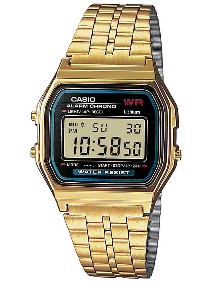 Casio Collection Roloi Xronogafos Batarias me Xruso Metalliko Brasele A159WGEA-1EF