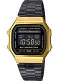 Casio Vintage Iconic Psifiako Roloi Batarias me Mavro Metalliko Brasele A168WEGB-1BEF