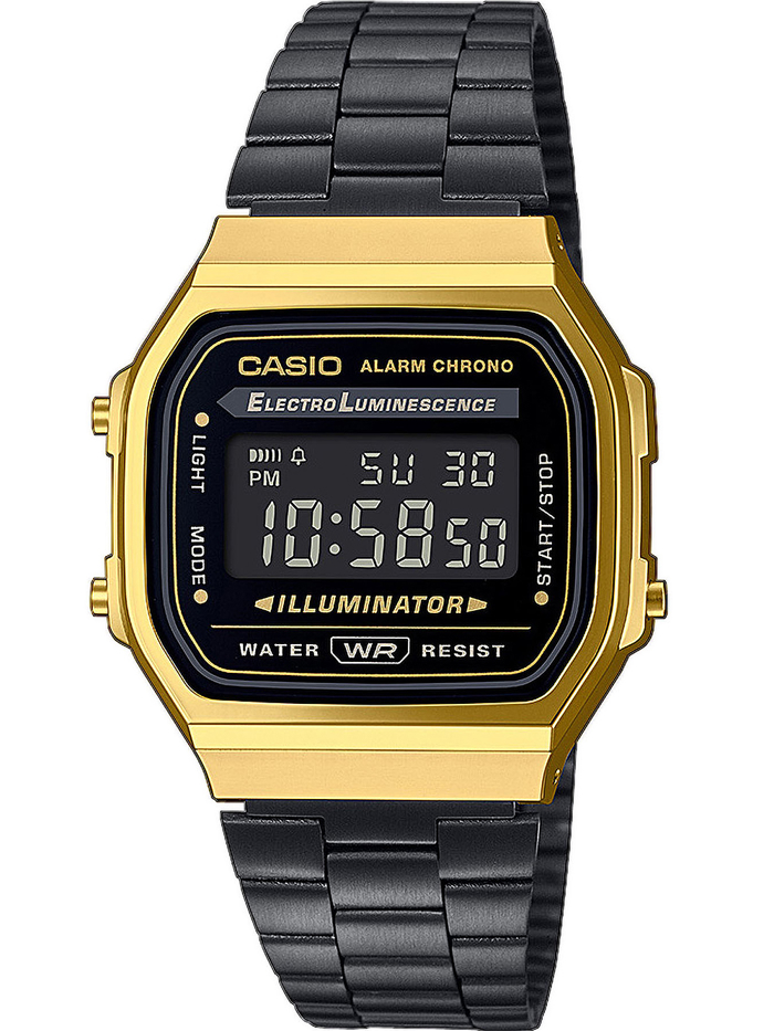 Casio Vintage Iconic Psifiako Roloi Batarias me Mavro Metalliko Brasele A168WEGB-1BEF