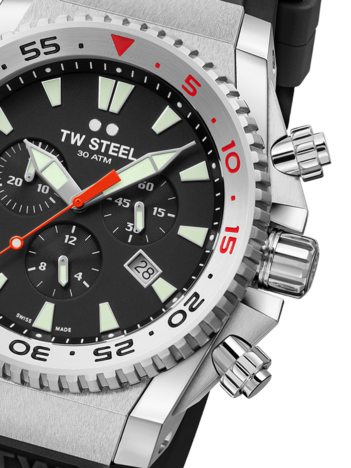 TW-Steel Ace Diver Roloi Xronogafos Batarias me Mavro Kaoutsouk Louraki ACE400