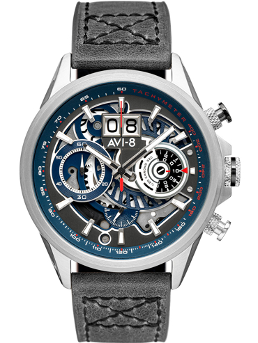 AVI-8 Hawker Harrier Ρολόι Χρονογράφος Μπαταρίας με Γκρι Δερμάτινο Λουράκι AV-4065-04