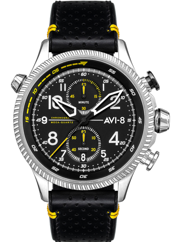 AVI-8 Hawker Hunter Ρολόι Χρονογράφος Μπαταρίας με Μαύρο Δερμάτινο Λουράκι AV-4080-01