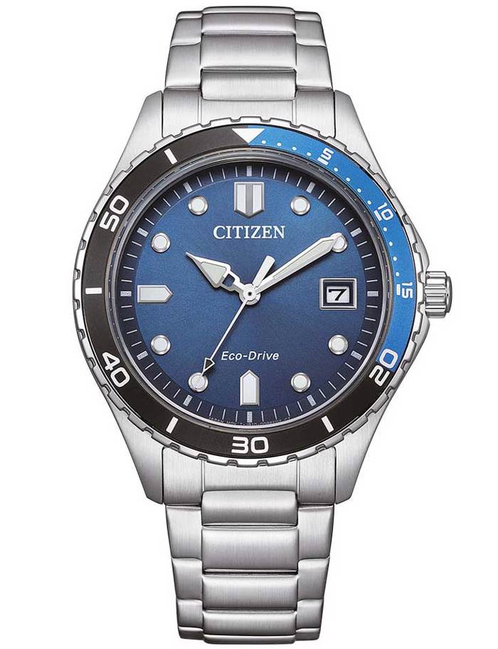 Citizen Eco-Drive Sport Roloi Iliakis Energias me Asimi Metalliko Brasele AW1821-89L