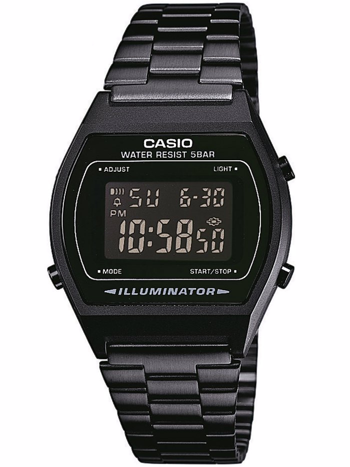 Casio Collection Roloi Xronogafos Batarias me Mavro Metalliko Brasele B640WB-1BEF