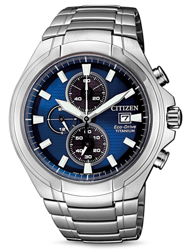 Citizen Eco-Drive Super-Titanium Ρολόι Χρονογράφος Ηλιακής Ενέργειας με Ασημί Μεταλλικό Μπρασελέ CA0700-86L